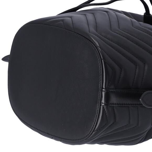 GUCCI GG Marmont Shoulder Bucket Bag 476674 Black Leather - Picture 4 of 9